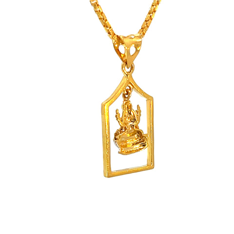 22k Yellow Gold Religious Lakshmi Medium Pendants with gold weight of 3.39g