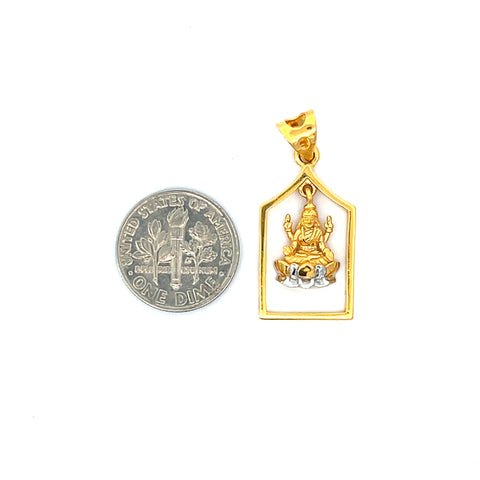 22k Yellow Gold Religious Lakshmi Medium Pendants with gold weight of 3.39g