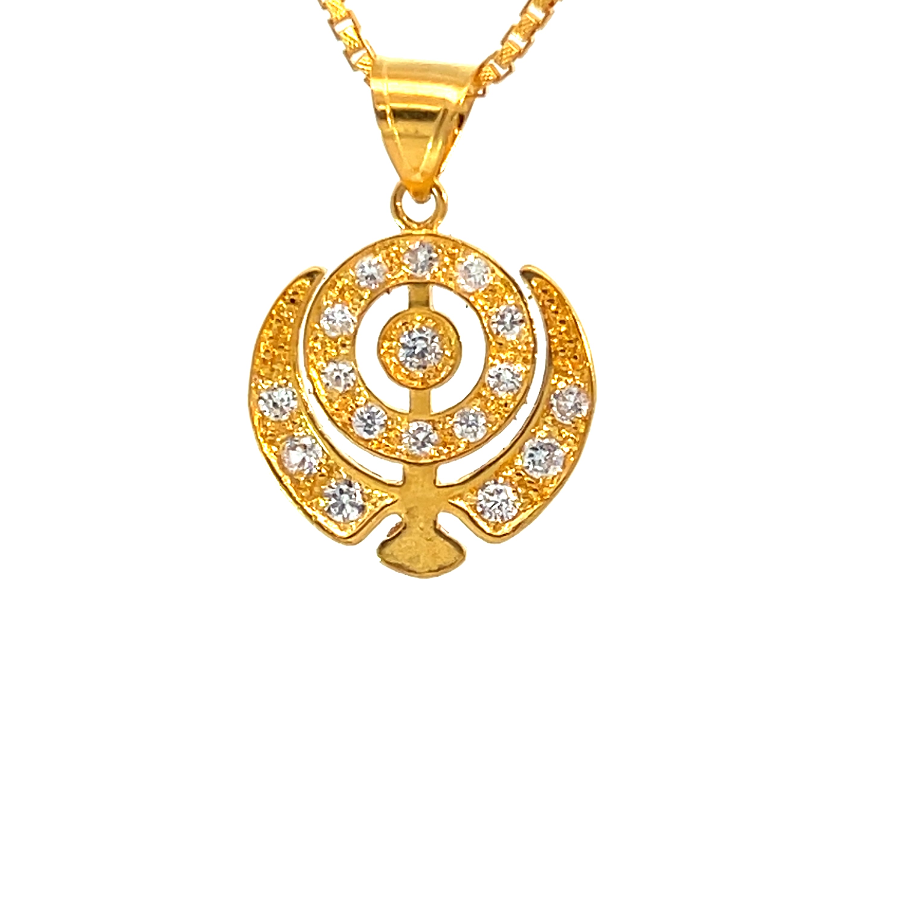 22k Yellow Gold Religious Khanda Medium Pendants with gold weight of 5.44g