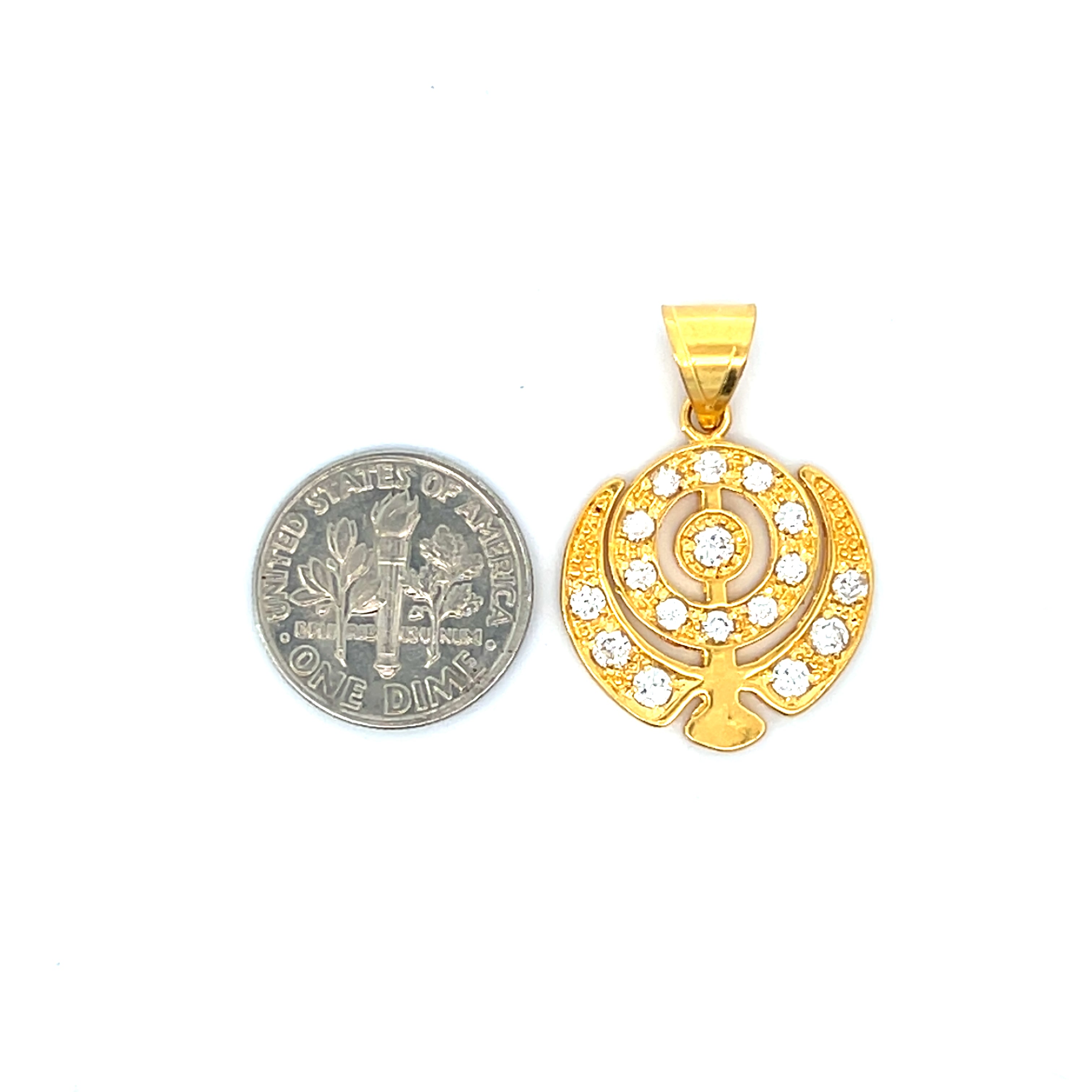 22k Yellow Gold Religious Khanda Medium Pendants with gold weight of 5.44g