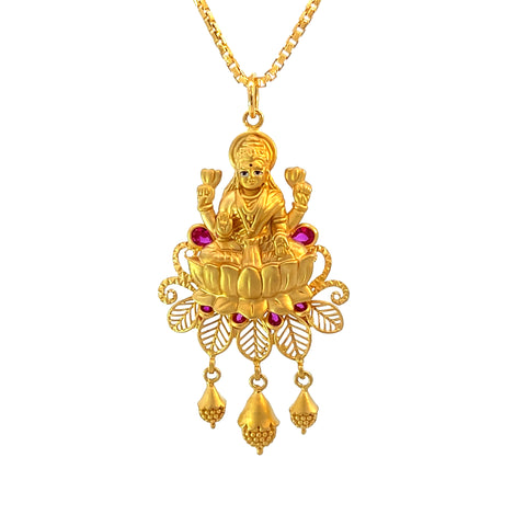 22k Yellow Gold Religious Lakshmi Large Pendants with gold weight of 6.29g