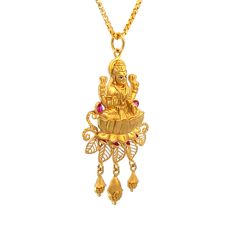 22k Yellow Gold Religious Lakshmi Large Pendants with gold weight of 6.29g