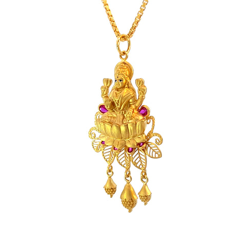 22k Yellow Gold Religious Lakshmi Large Pendants with gold weight of 6.29g