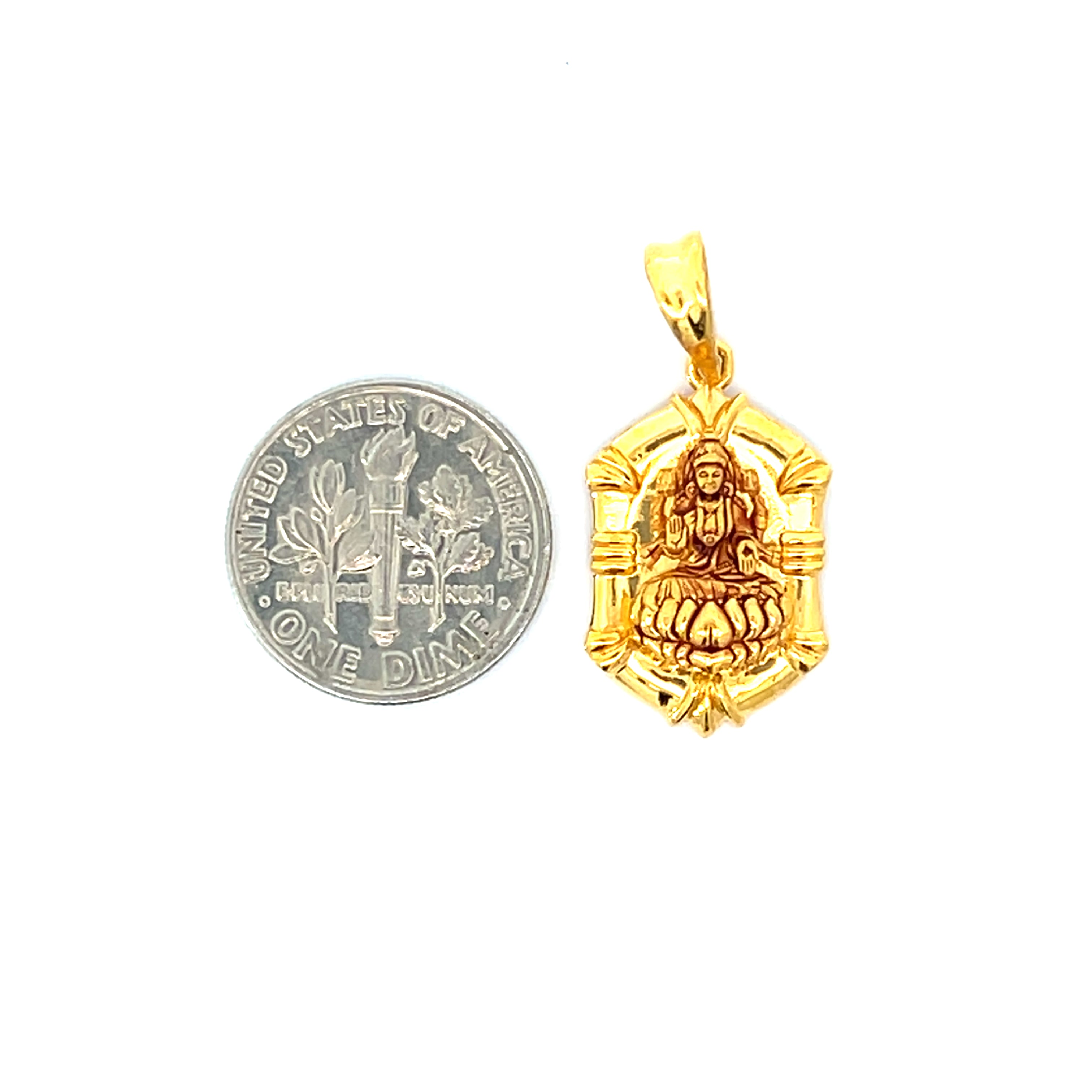 22k Yellow Gold Religious Lakshmi Small Pendants with gold weight of 4.72g