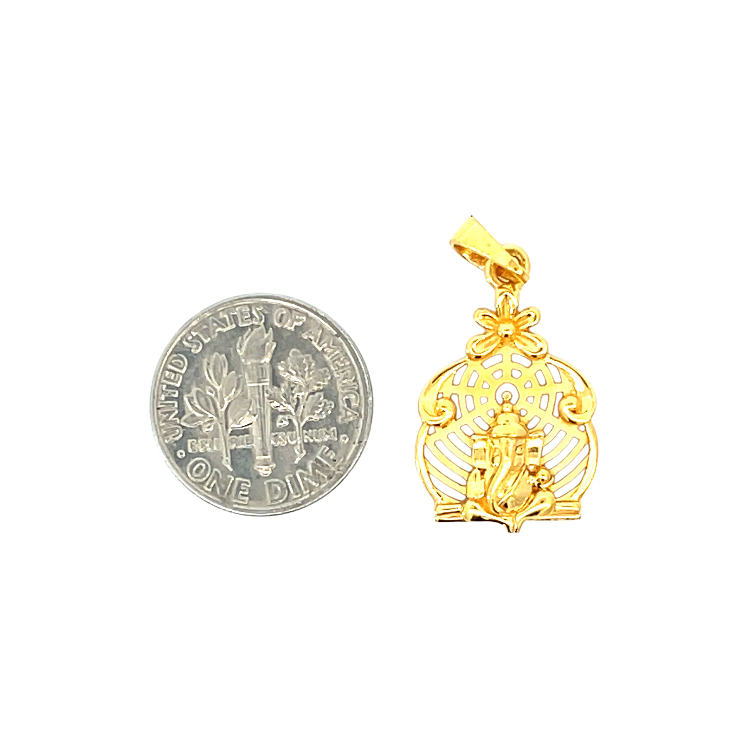 22k Yellow Gold Religious Ganesh Medium Pendants with gold weight of 3.75g