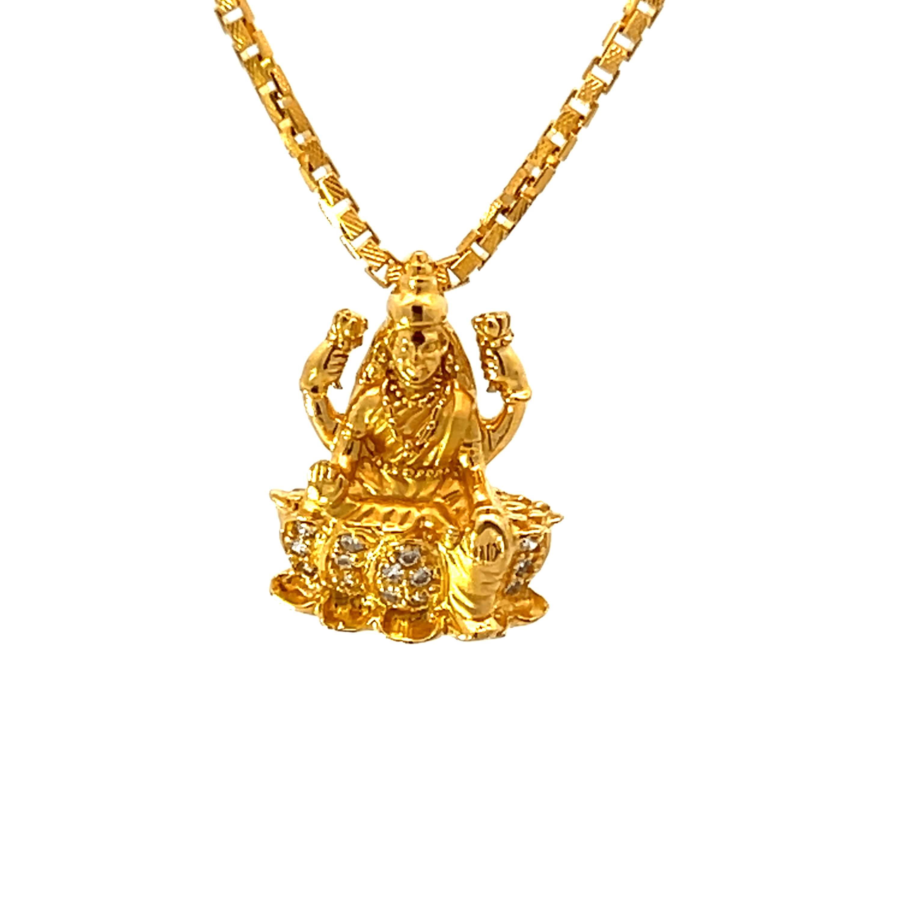 22K Yellow Gold Religious Lakshmi Small Pendants with gold weight of 3.56g