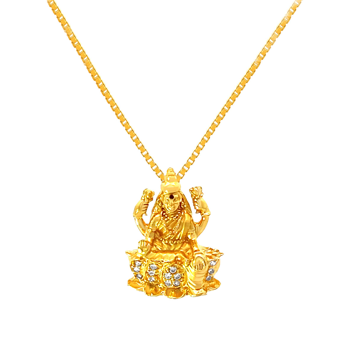 22K Yellow Gold Religious Lakshmi Small Pendant with gold weight of 3.56g