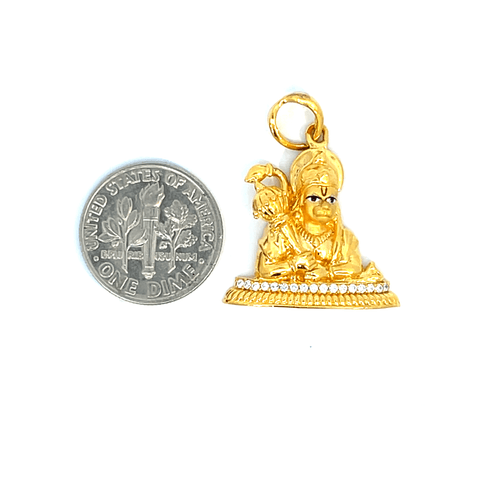 22K Yellow Gold Religious Hanuman Medium Pendants with gold weight of 5.54g