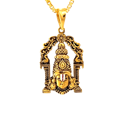 22K Yellow Gold Religious Tirupati Balaji Medium Pendants with gold weight of 3.74g