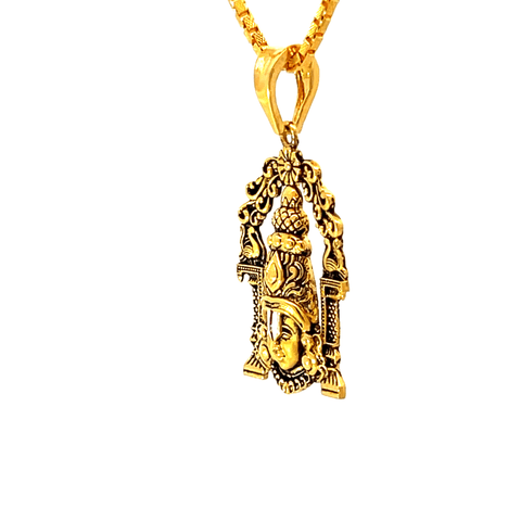 22K Yellow Gold Religious Tirupati Balaji Medium Pendants with gold weight of 3.74g