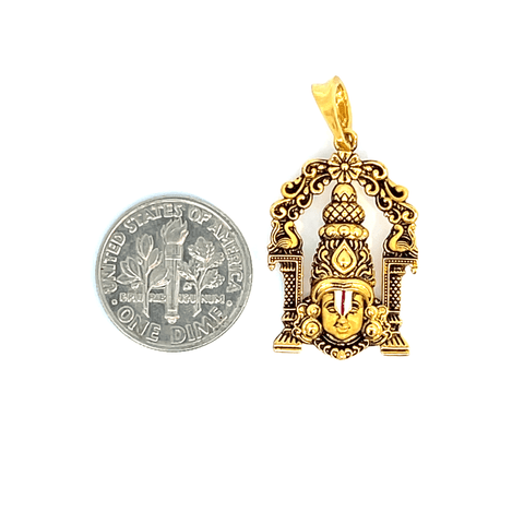 22K Yellow Gold Religious Tirupati Balaji Medium Pendants with gold weight of 3.74g