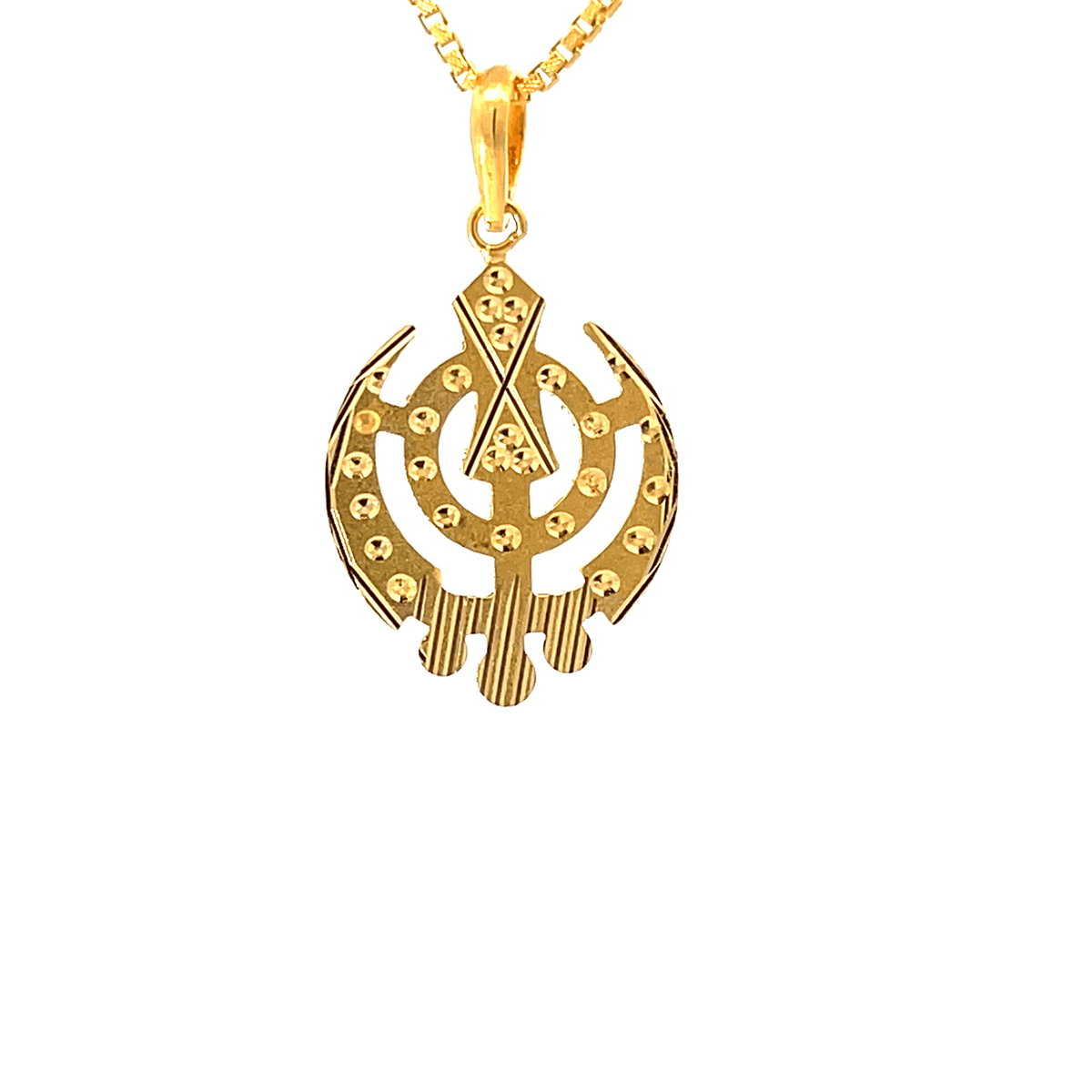 22K Yellow Gold Religious Khanda Large Pendants with gold weight of 3.86g