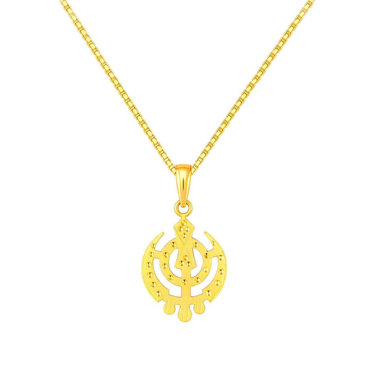 22K Yellow Gold Religious Khanda Large Pendant with gold weight of 3.86g