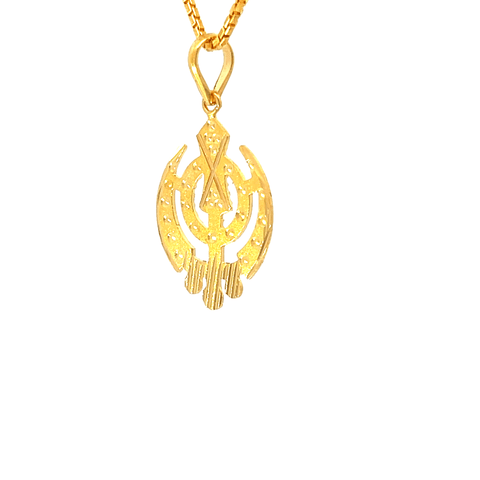 22K Yellow Gold Religious Khanda Large Pendants with gold weight of 3.86g