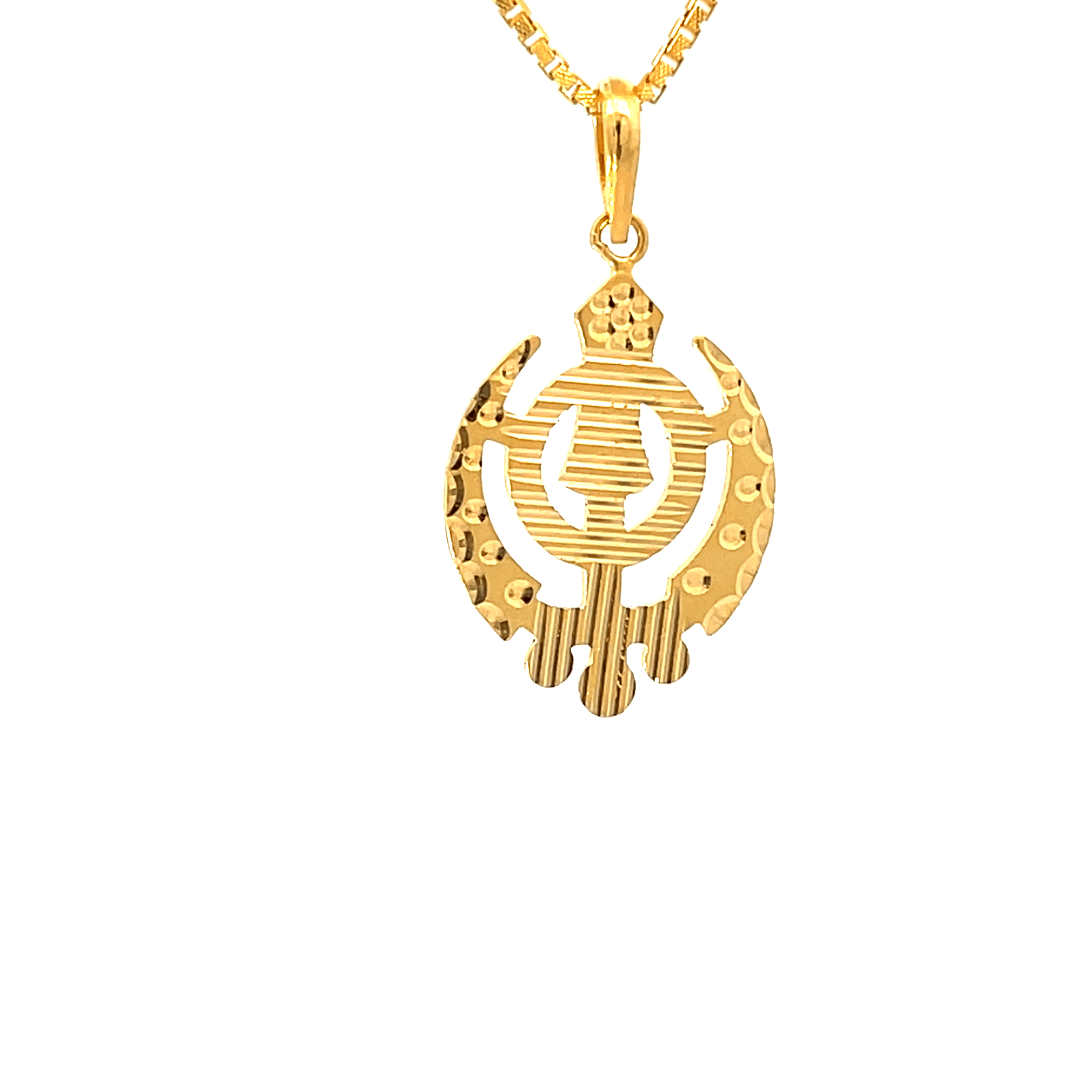 22K Yellow Gold Religious Khanda Large Pendants with gold weight of 3.86g