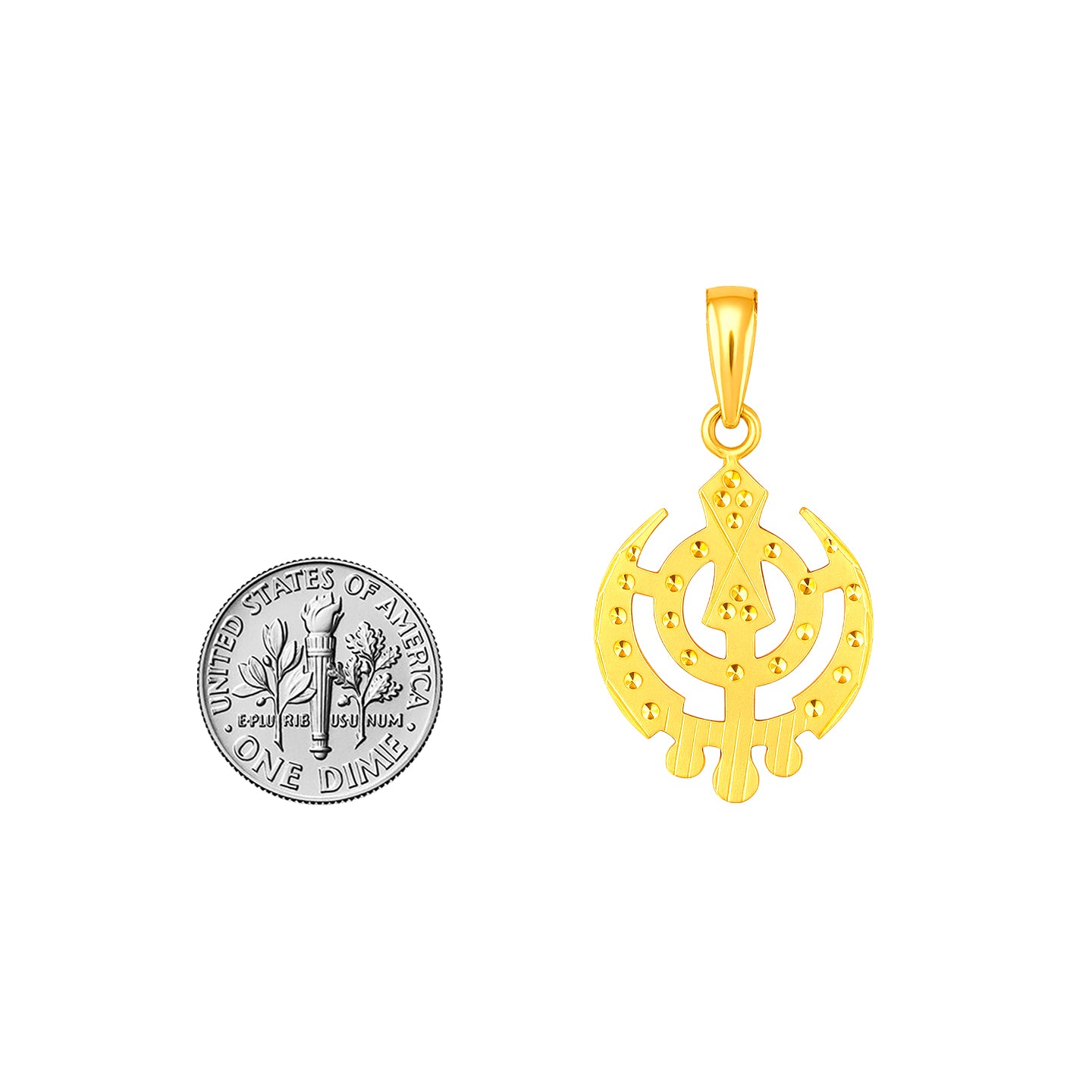 22K Yellow Gold Religious Khanda Large Pendants with gold weight of 3.86g