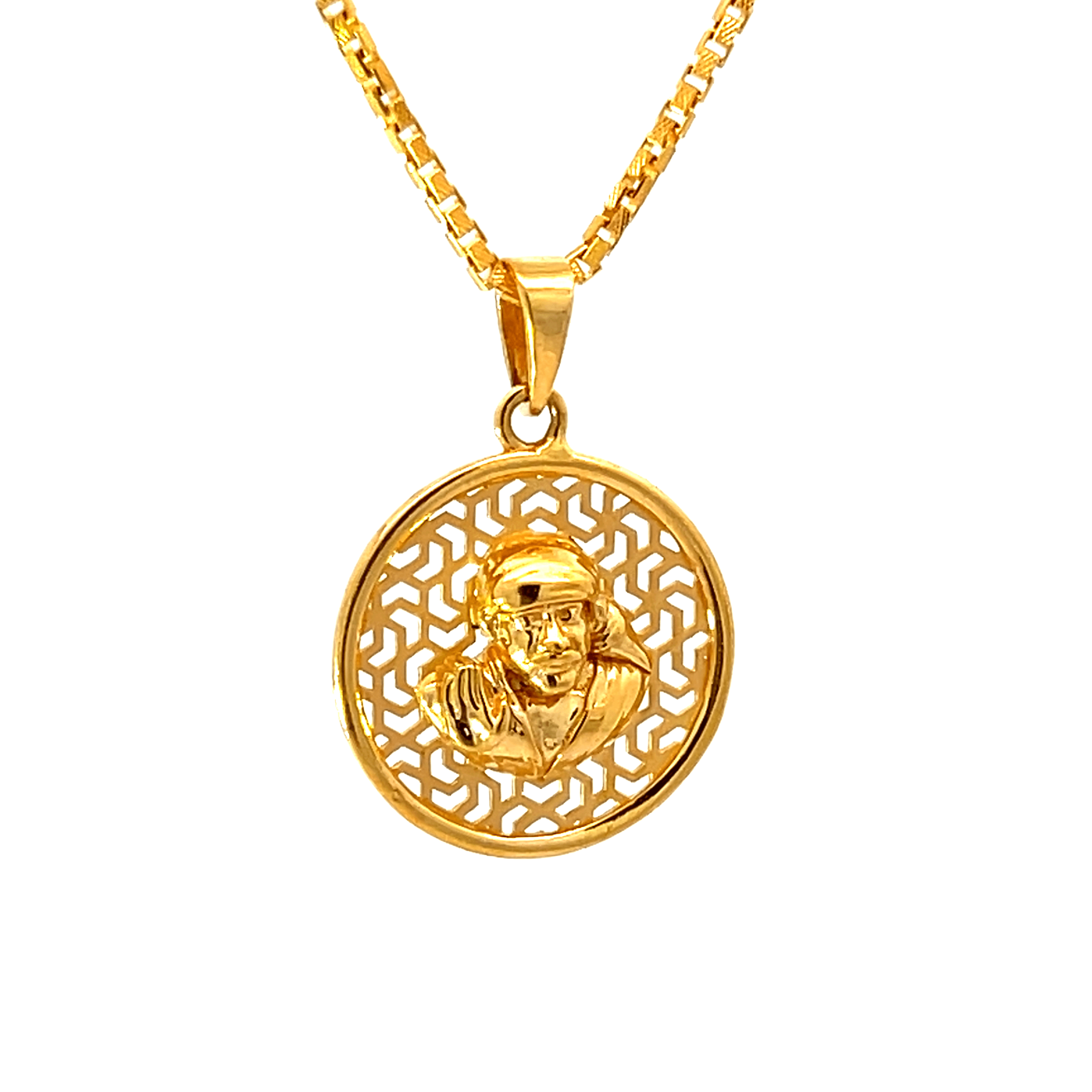 22K Yellow Gold Religious Sai Baba Medium Pendants with gold weight of 3.52g