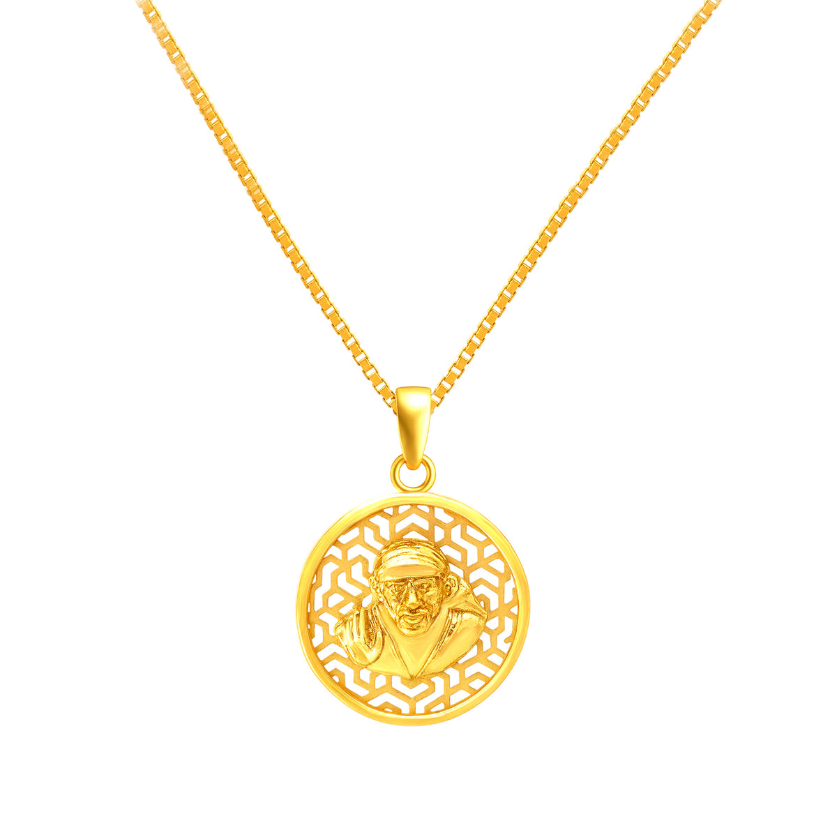 22K Yellow Gold Religious Sai Baba Medium Pendant with gold weight of 3.52g
