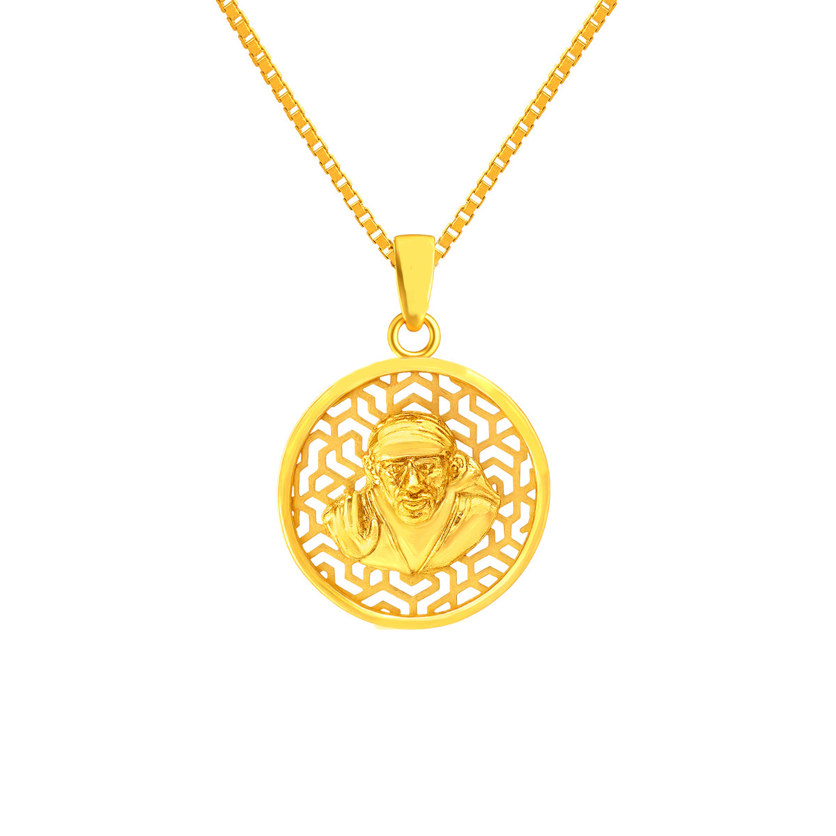 22K Yellow Gold Religious Sai Baba Medium Pendants with gold weight of 3.52g