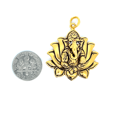 22K Yellow Gold Religious Ganesh Large Pendants with gold weight of 4.86g