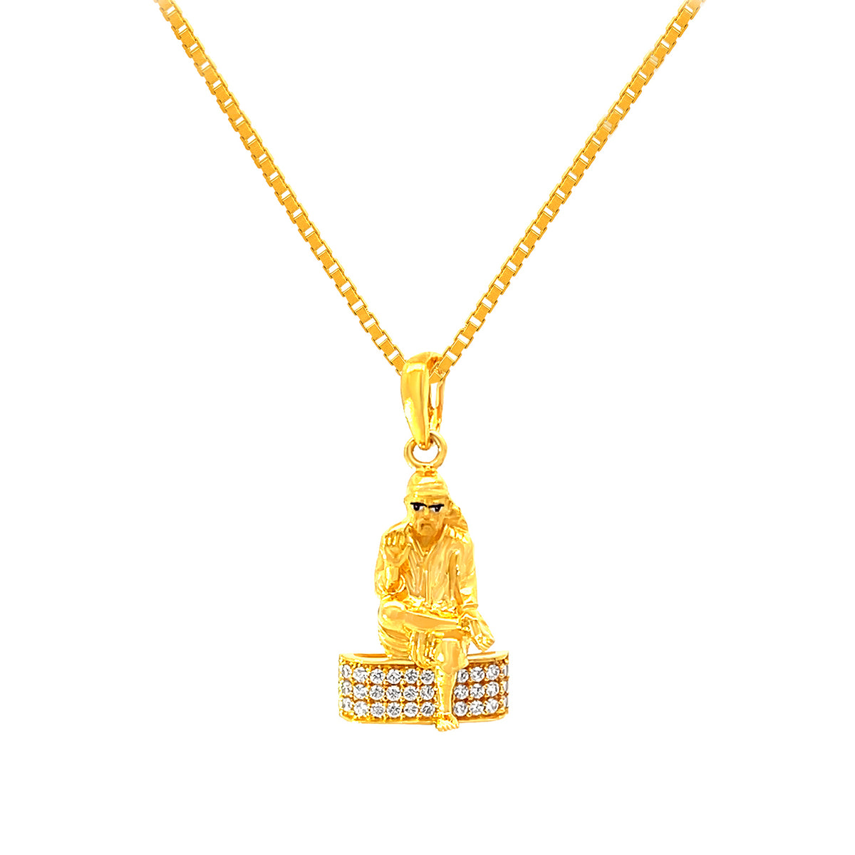22K Yellow Gold Religious Sai Baba Medium Pendant with gold weight of 4.34g
