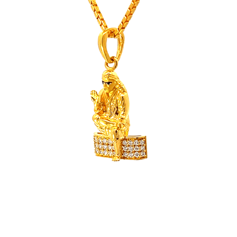 22K Yellow Gold Religious Sai Baba Medium Pendants with gold weight of 4.34g