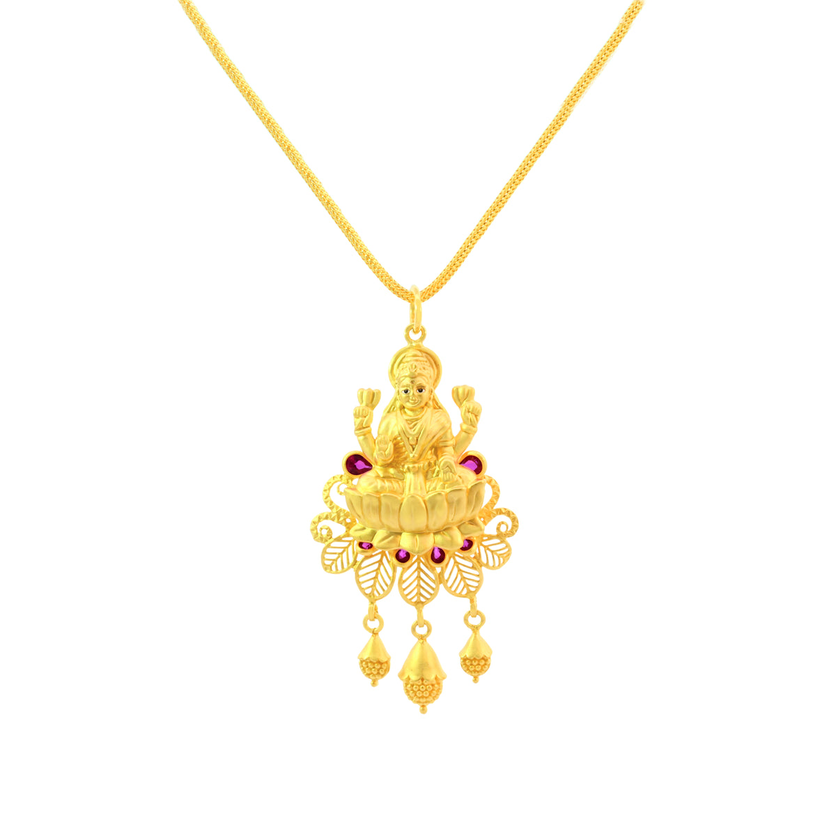 22K Yellow Gold Religious Lakshmi Large Pendant with gold weight of 6.24g