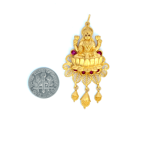 22K Yellow Gold Religious Lakshmi Large Pendants with gold weight of 6.24g