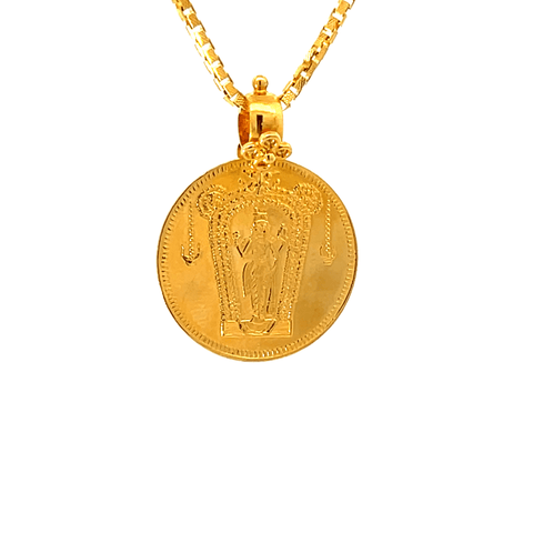 22K Yellow Gold Religious Lakshmi Medium Pendants with gold weight of 4g