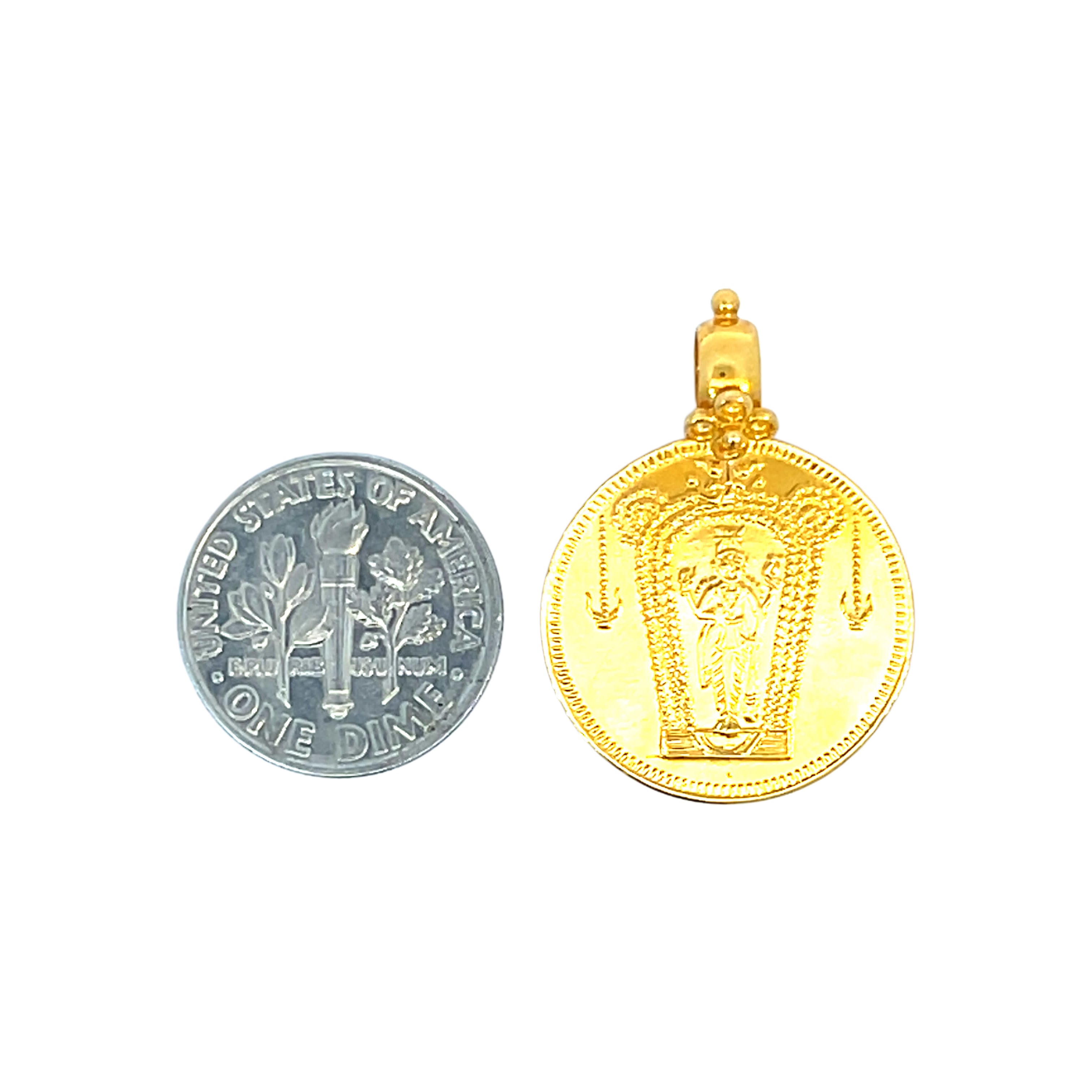 22K Yellow Gold Religious Lakshmi Medium Pendants with gold weight of 4g