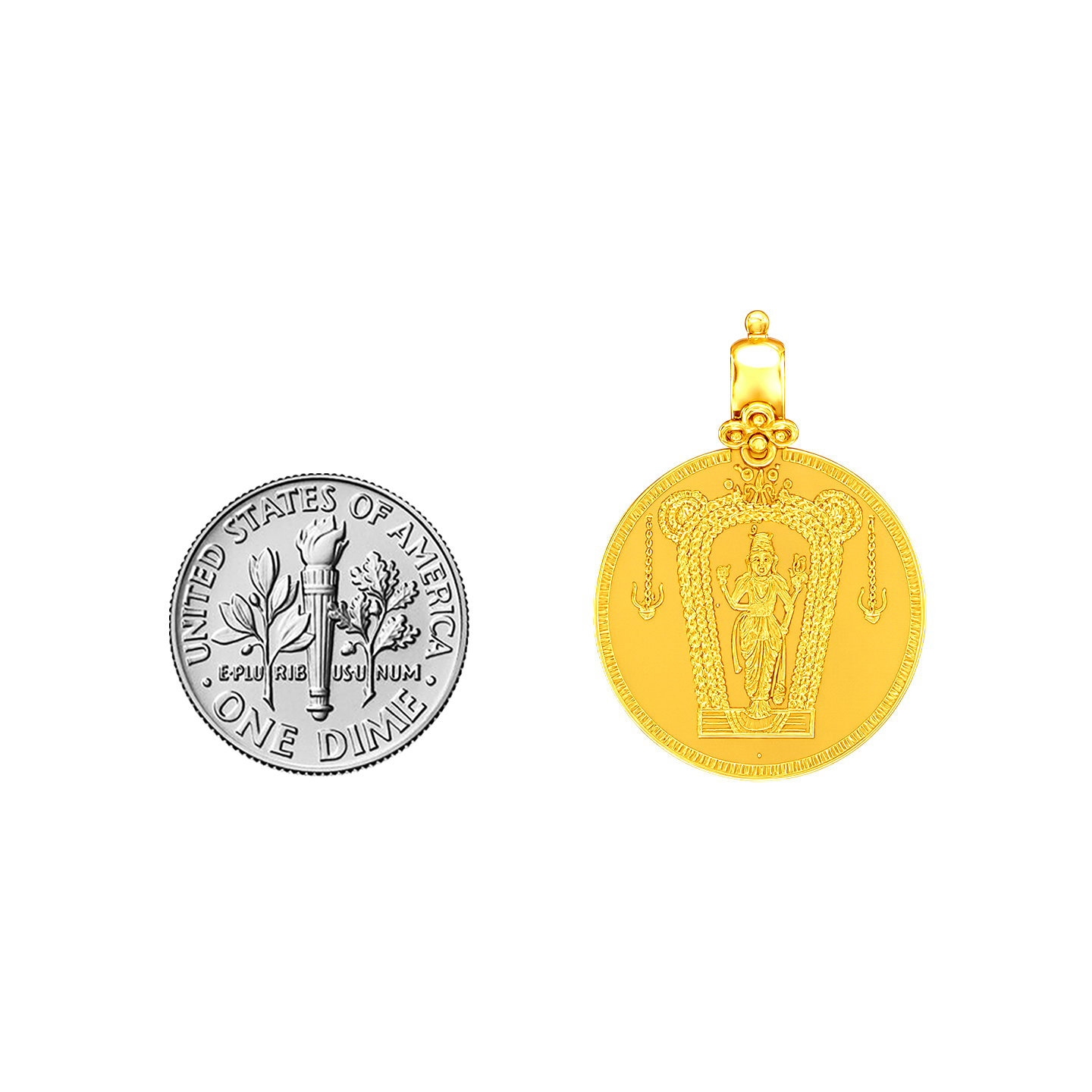 22K Yellow Gold Religious Lakshmi Medium Pendants with gold weight of 4g