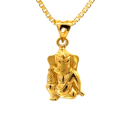 22K Yellow Gold Religious Ganesh Small Pendants with gold weight of 3.12g