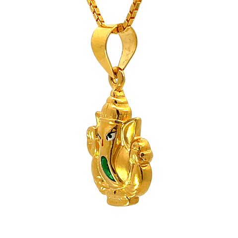 22K Yellow Gold Religious Ganesh Medium Pendants with gold weight of 2.88g