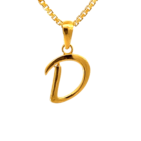 22K Yellow Gold Initial Initial D Pendants with gold weight of 1.72g