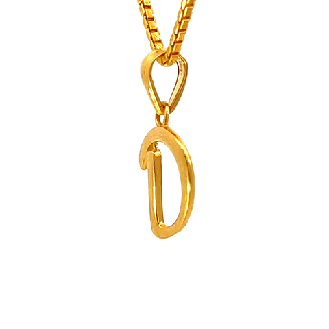 22K Yellow Gold Initial Initial D Pendants with gold weight of 1.72g