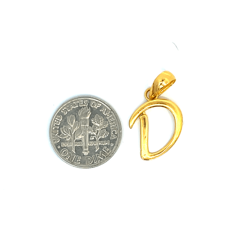 22K Yellow Gold Initial Initial D Pendants with gold weight of 1.72g