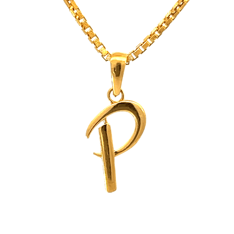 22K Yellow Gold Initial Initial P Pendants with gold weight of 1.45g