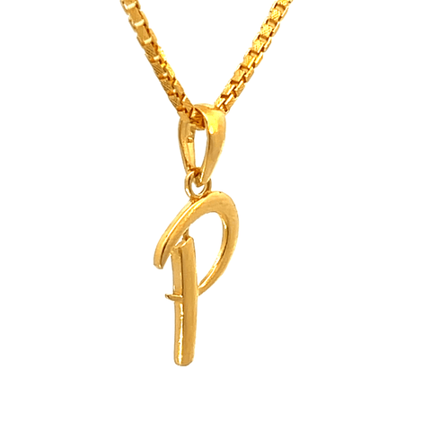 22K Yellow Gold Initial Initial P Pendants with gold weight of 1.45g