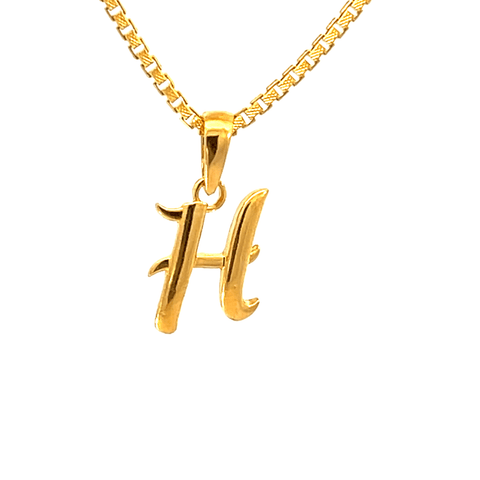 22K Yellow Gold Initial Initial H Pendants with gold weight of 1.48g