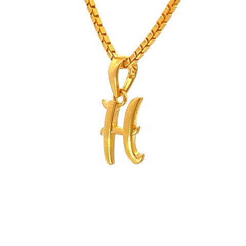 22K Yellow Gold Initial Initial H Pendants with gold weight of 1.48g