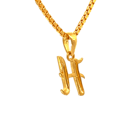 22K Yellow Gold Initial Initial H Pendants with gold weight of 1.48g