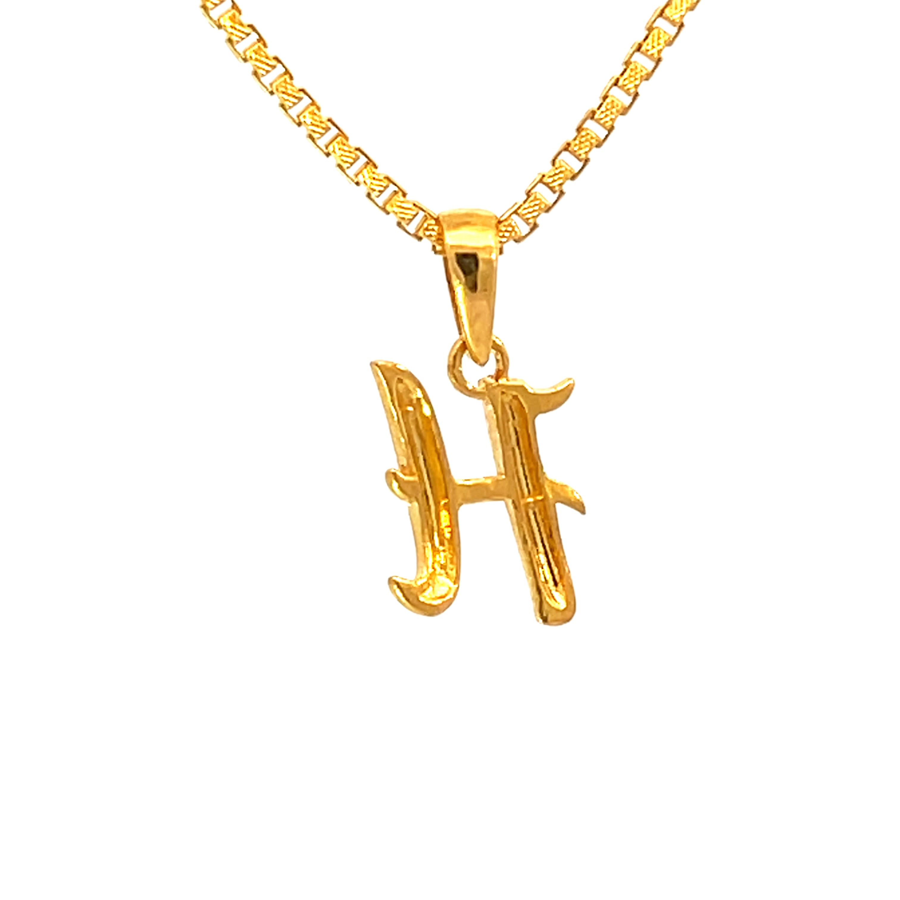 22K Yellow Gold Initial Initial H Pendants with gold weight of 1.48g
