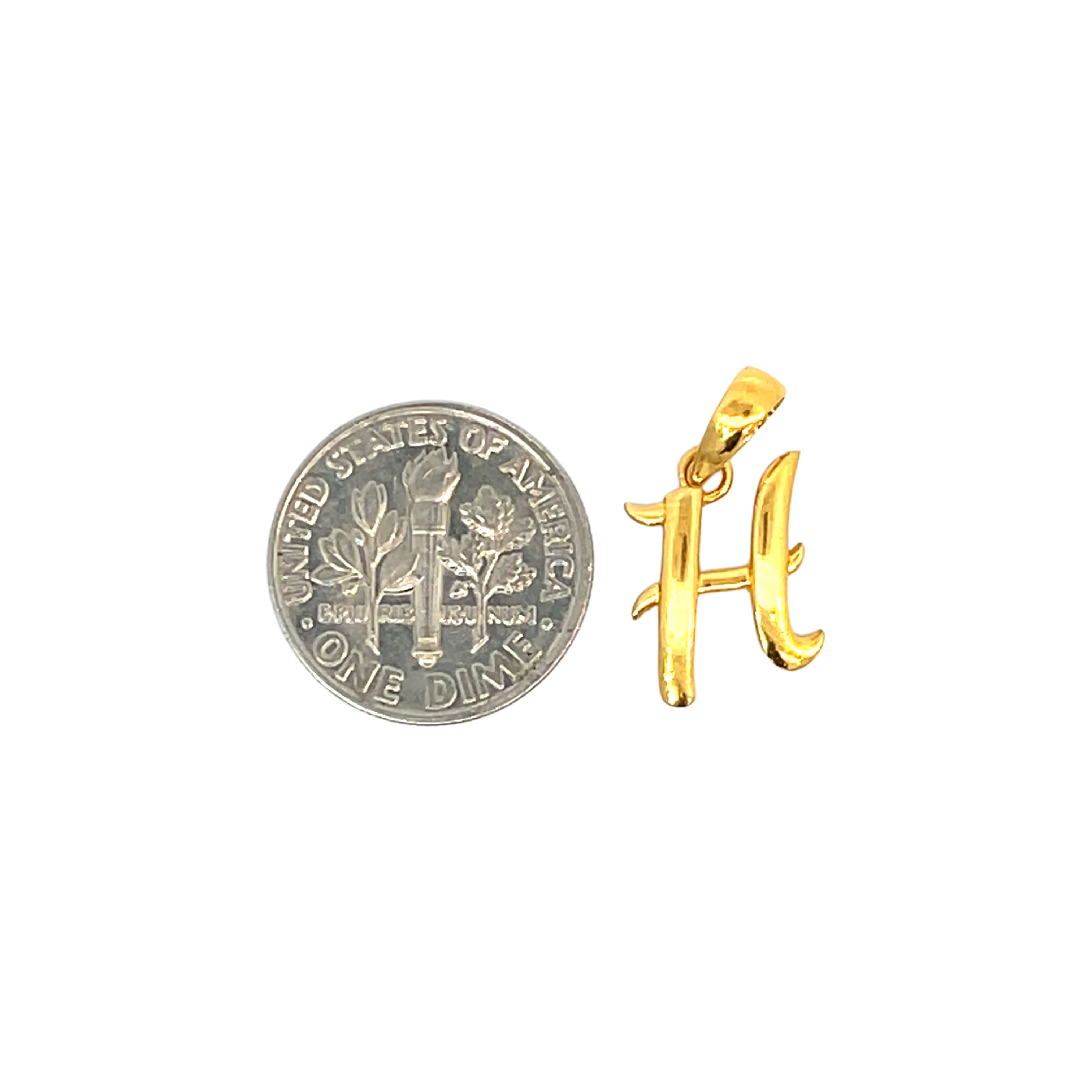 22K Yellow Gold Initial Initial H Pendants with gold weight of 1.48g