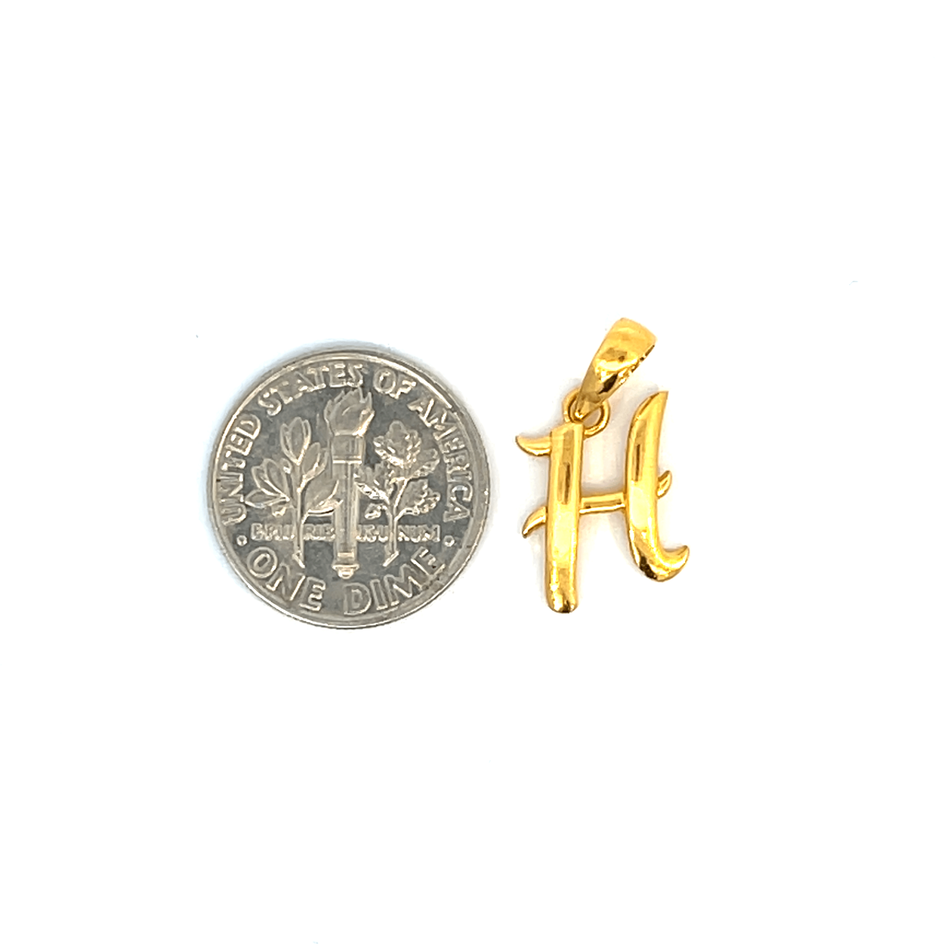 22K Yellow Gold Initial Initial H Pendants with gold weight of 1.48g