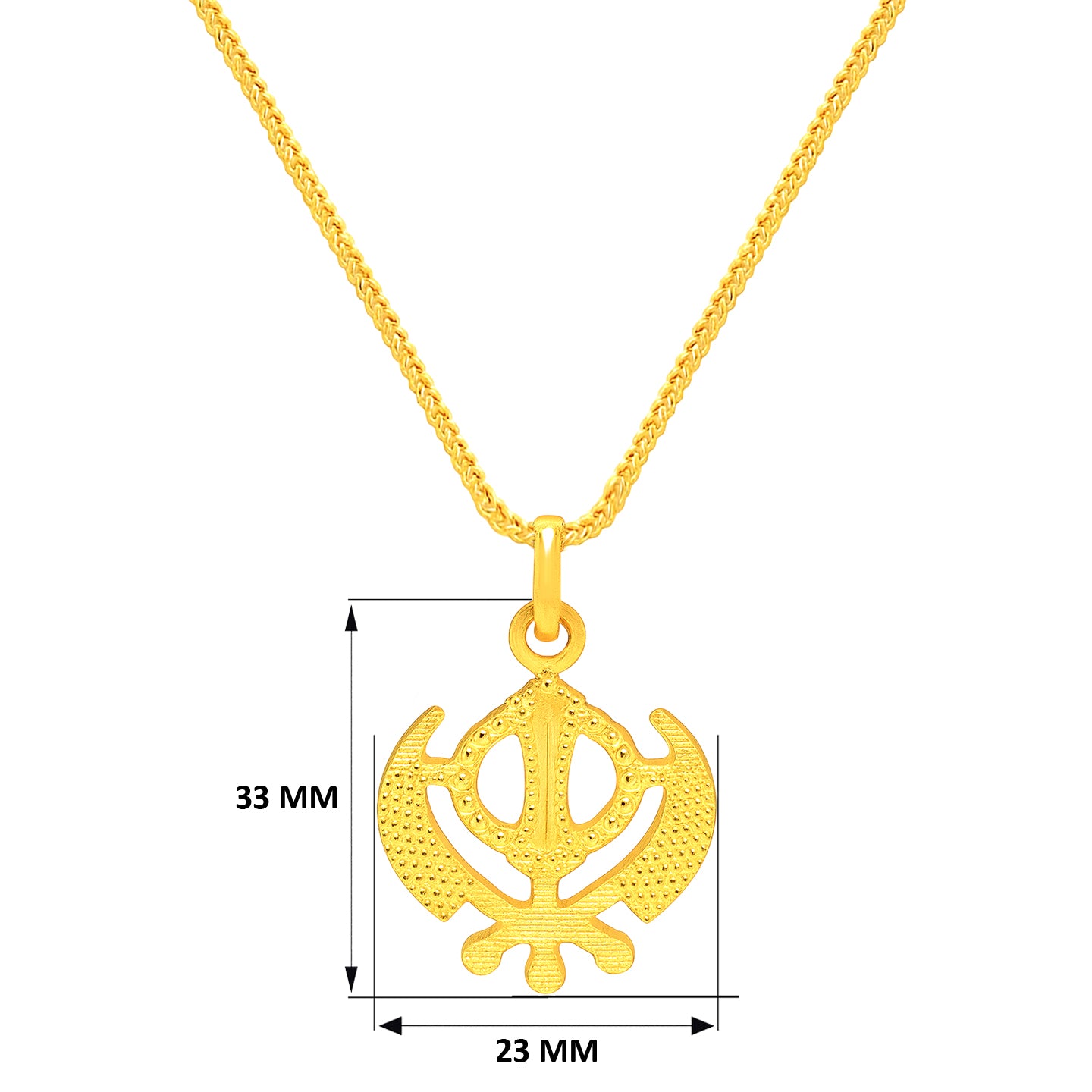 22K Gold Laser-Etched Khanda Sikh Religious Pendant