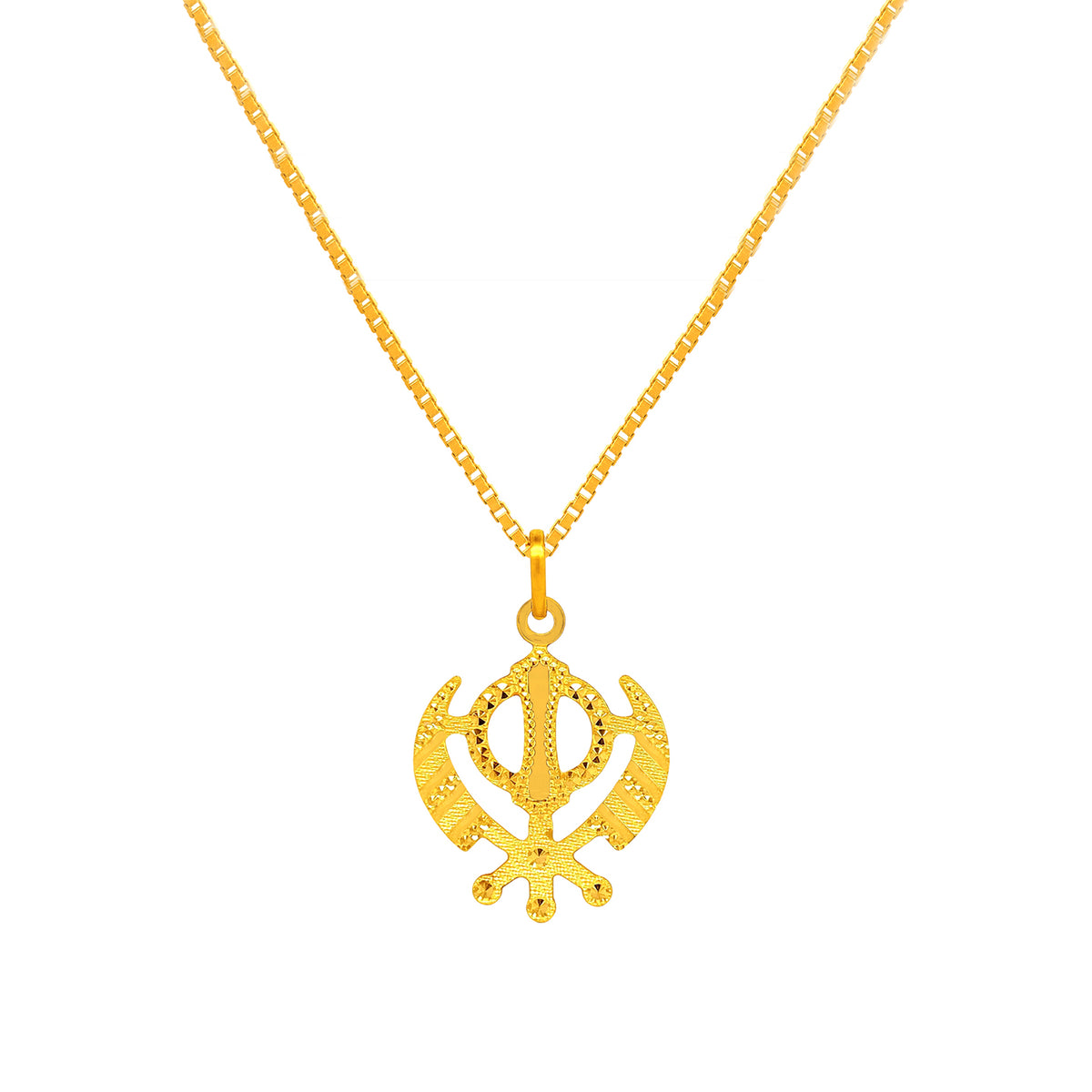 22K Gold Timeless Textured Khanda Sikh Pendant