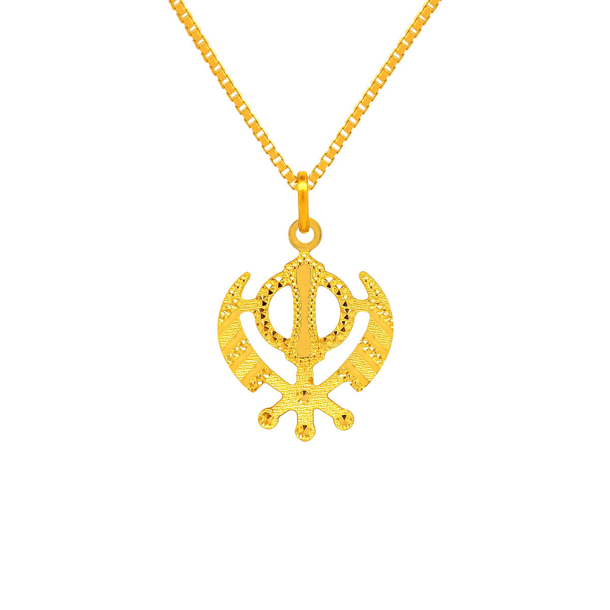 22K Gold Timeless Textured Khanda Sikh Pendant