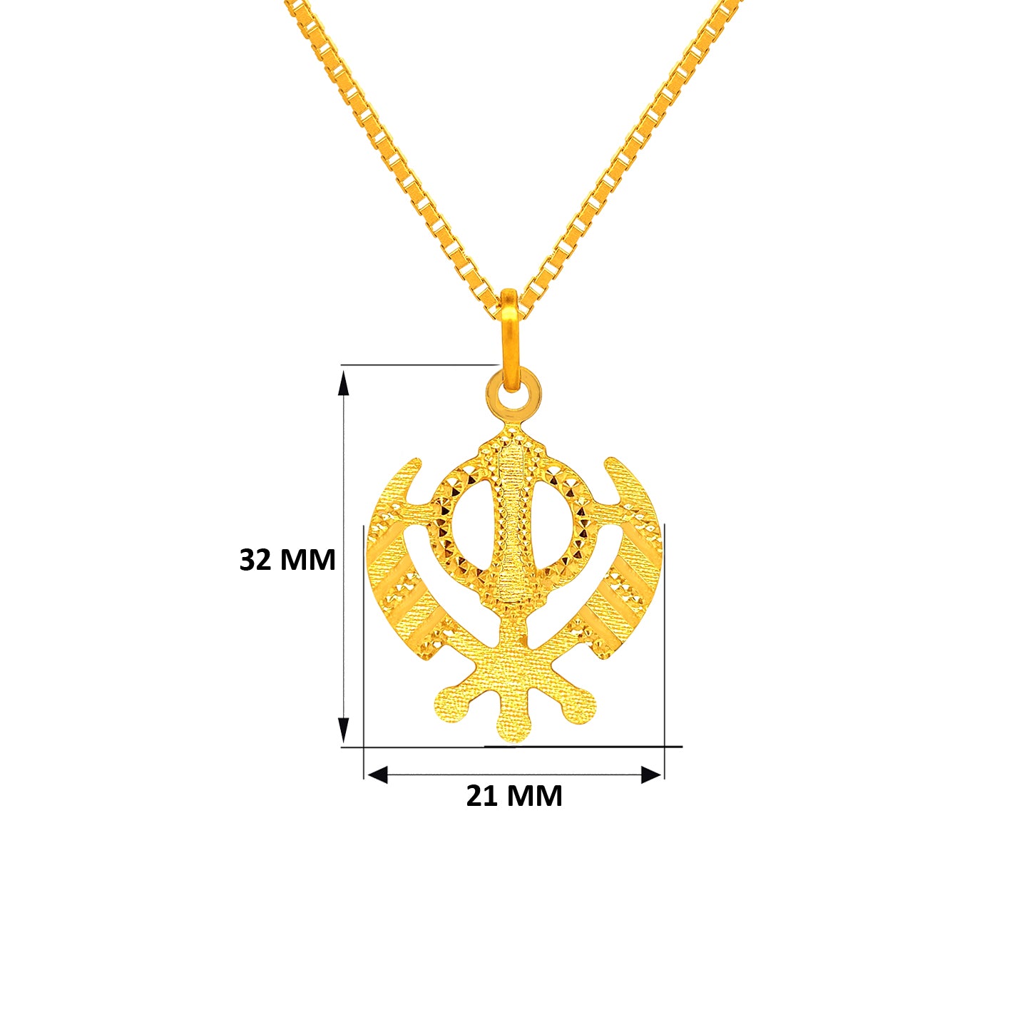 22K Gold Textured Laser-Cut Khanda Sikh Pendant