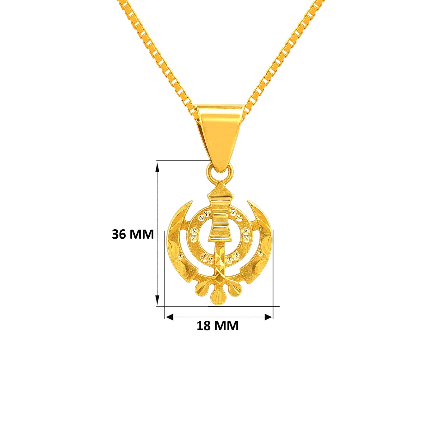 22K Gold Khanda Sikh Cutout Pendant