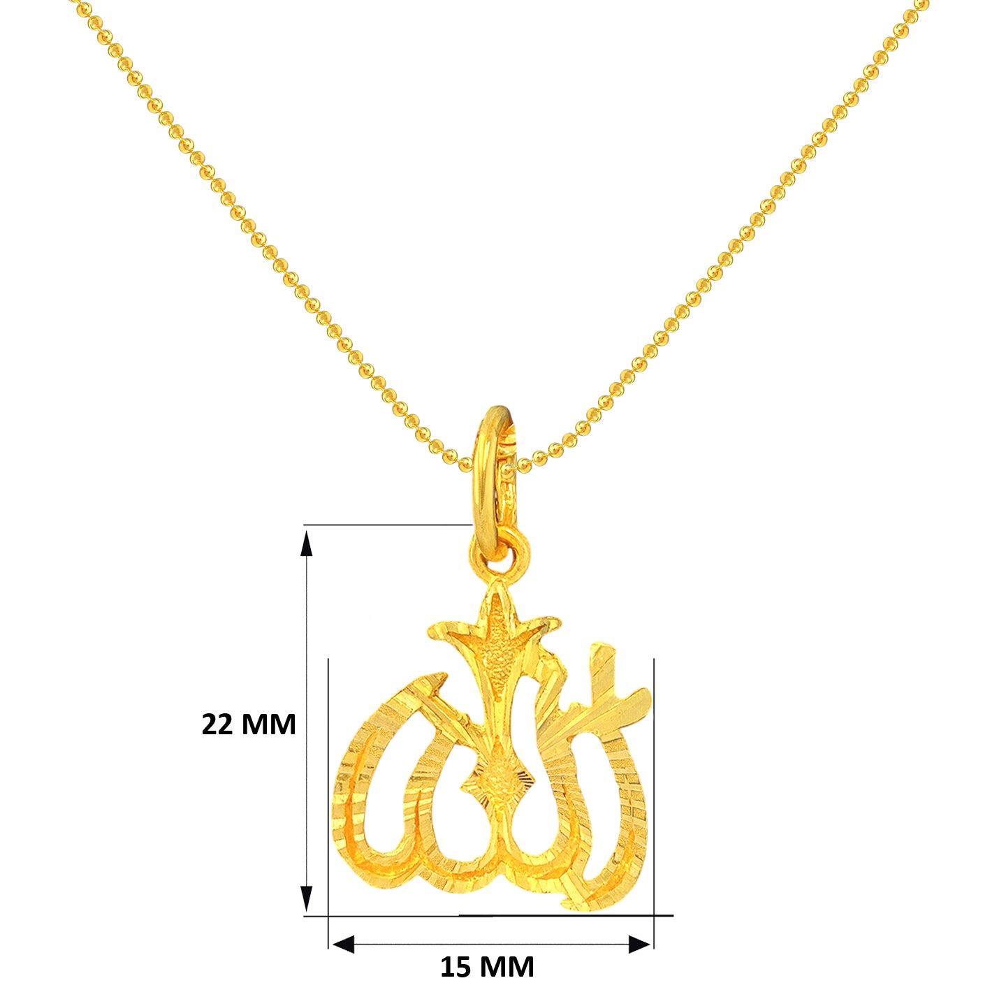 22k Gold Laser Etched Classic Allah Pendant